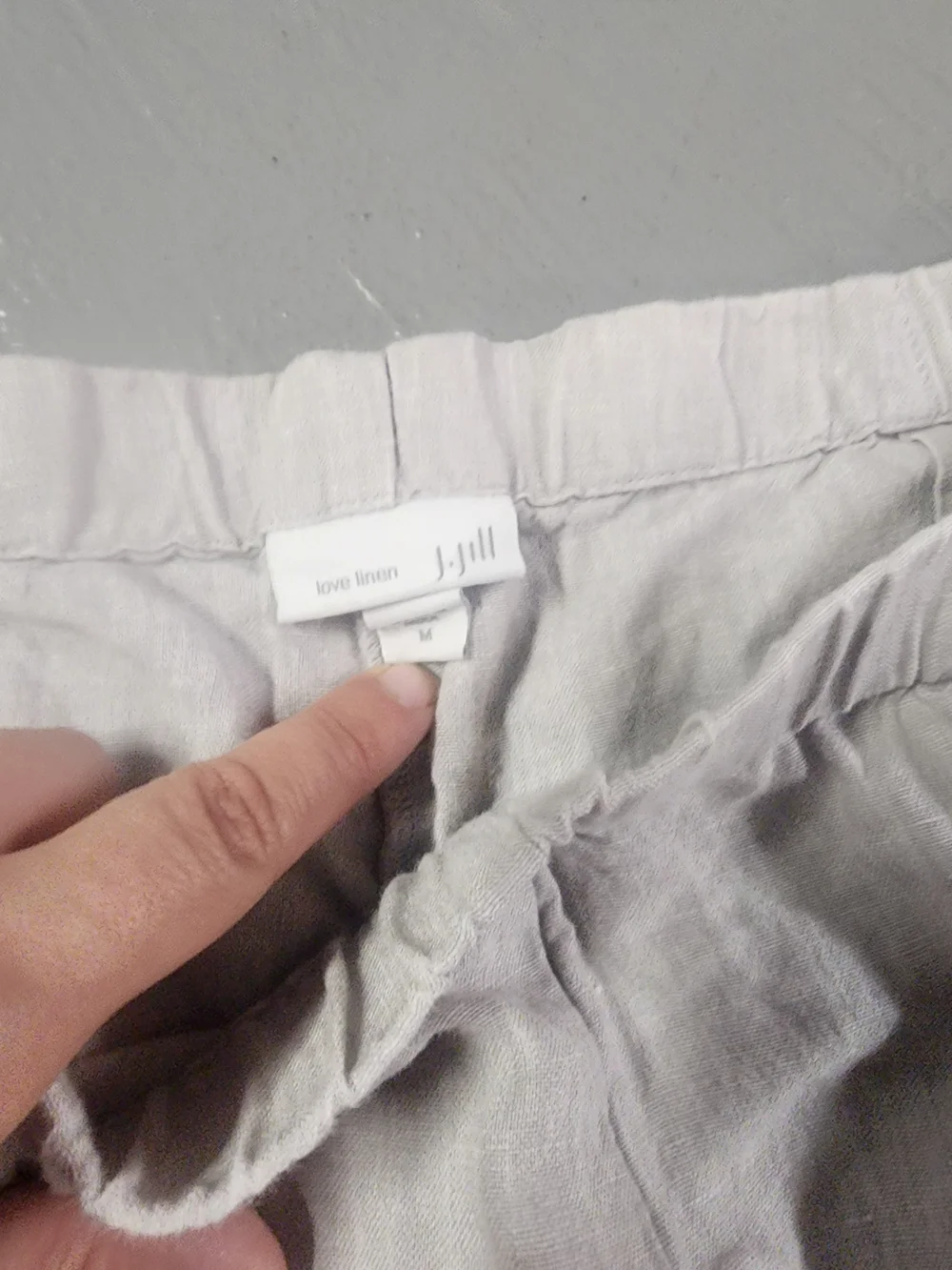 J. Jill Light Gray Linen Casual Elastic-Waist Pants